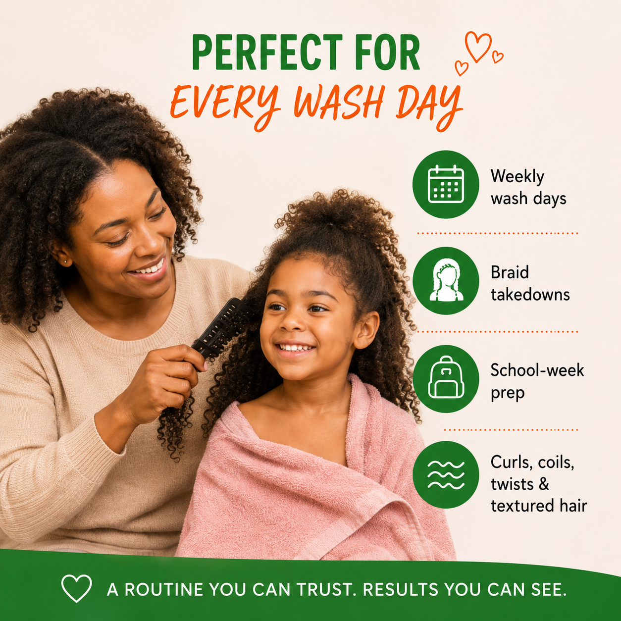 Cantu Kids Wash Day Essentials Trio with Shampoo Conditioner and Detangler