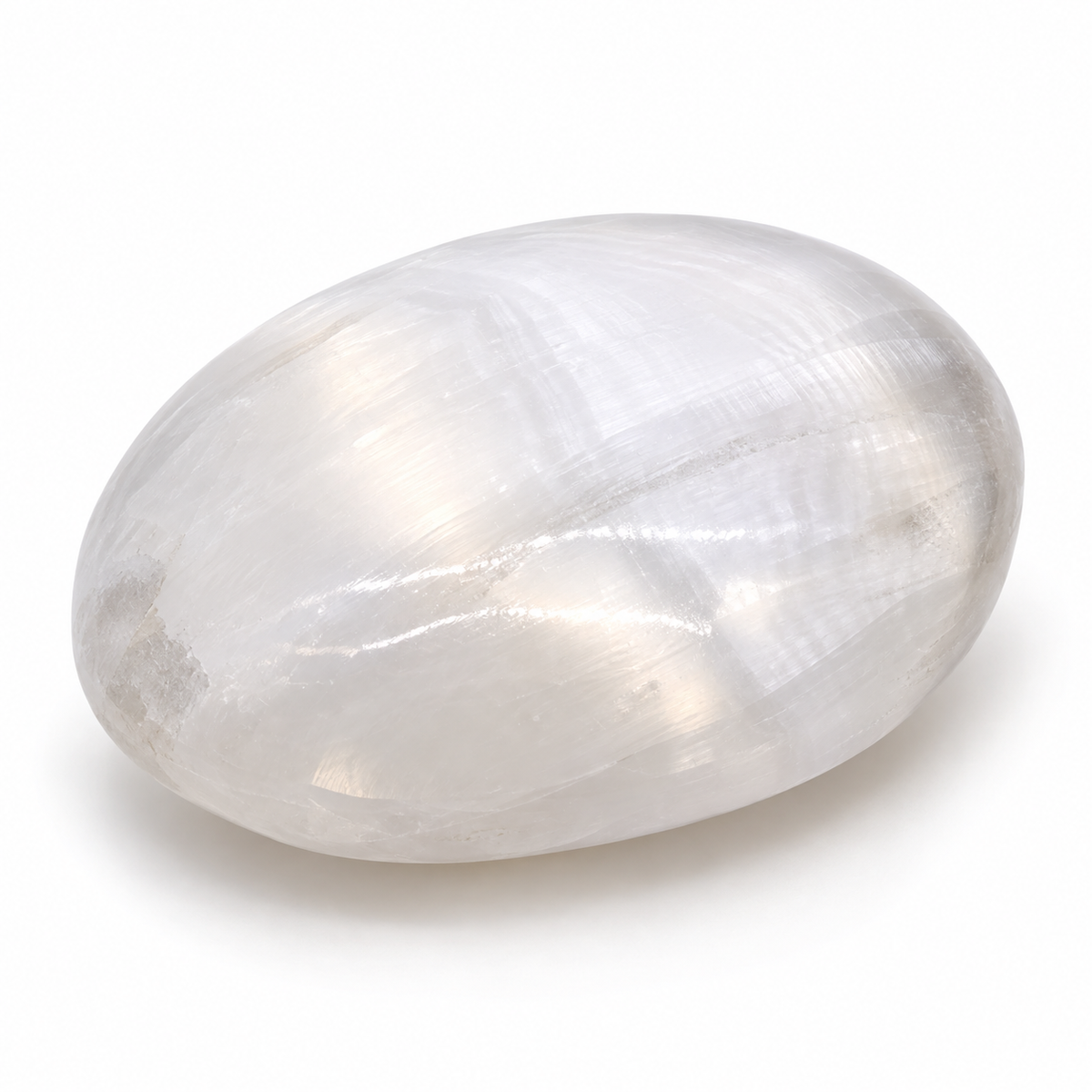 White selenite polished palm stone