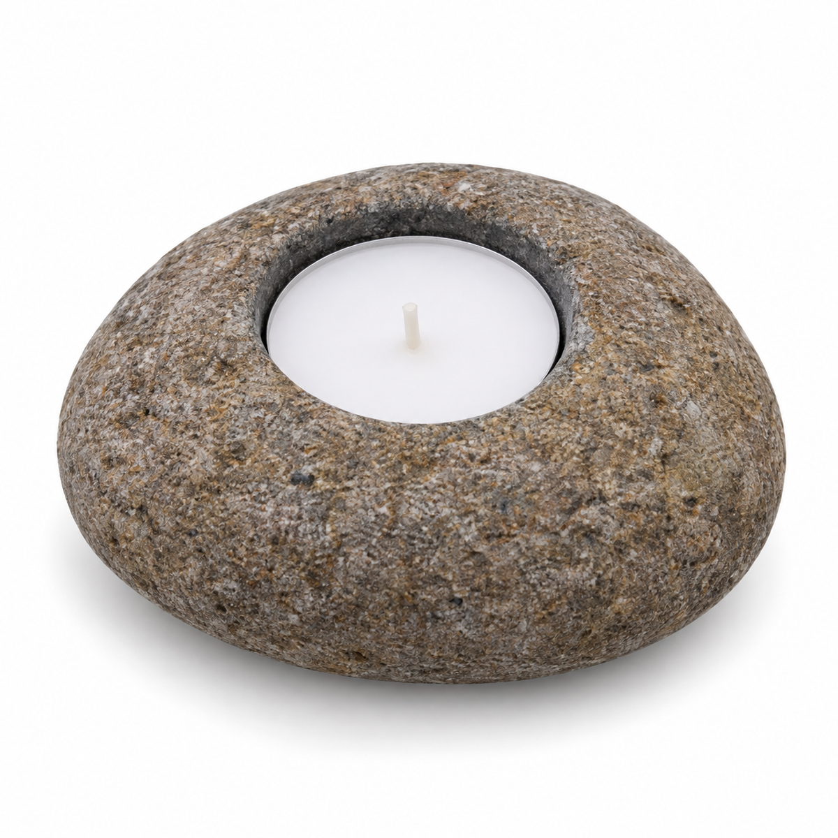 Natural riverstone single nightlight candle holder