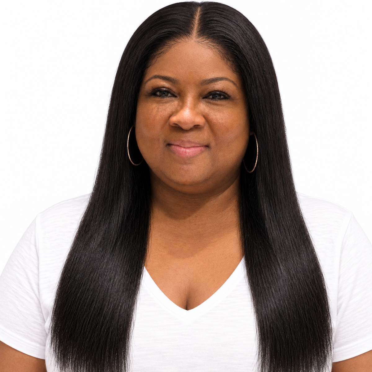 OMOGE HAIR bone straight 5x5 lace closure human hair wig 20 inch natural black