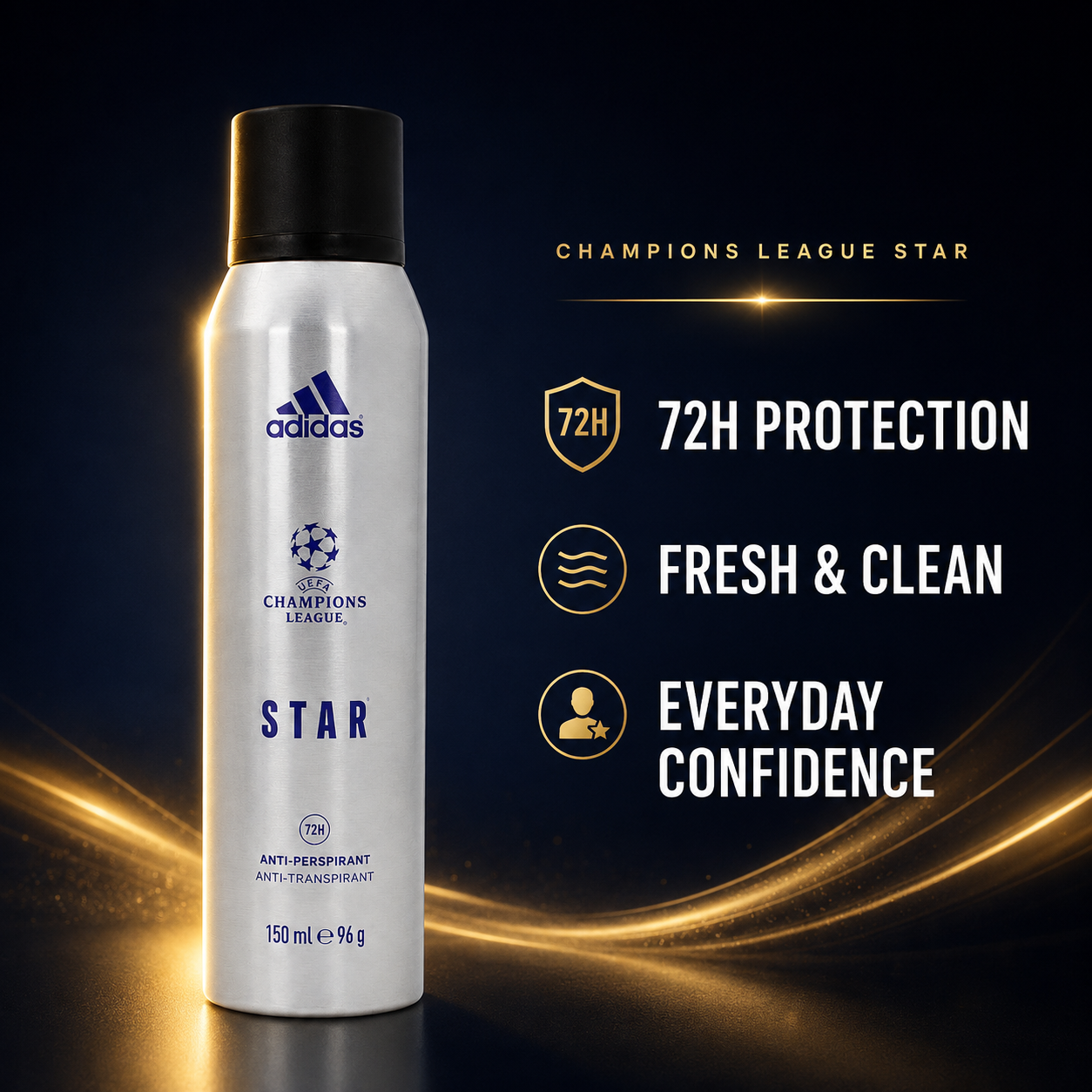 Adidas UEFA Champions League Star 72H Antiperspirant Spray 150ml