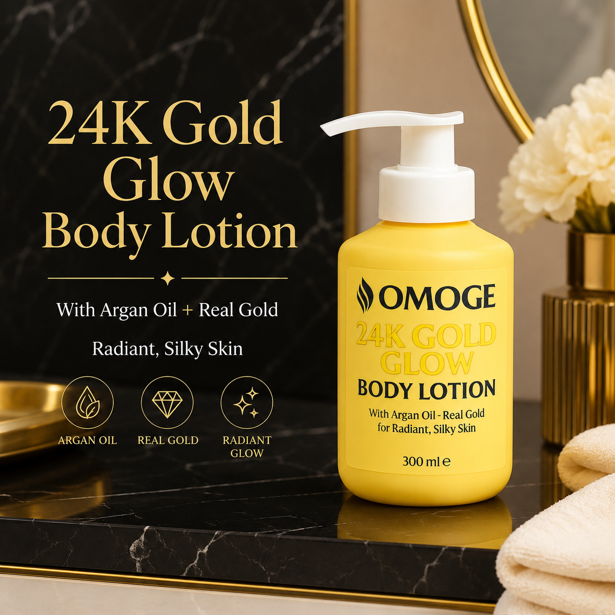 OMOGE 24K Gold Glow Body Lotion 300ml