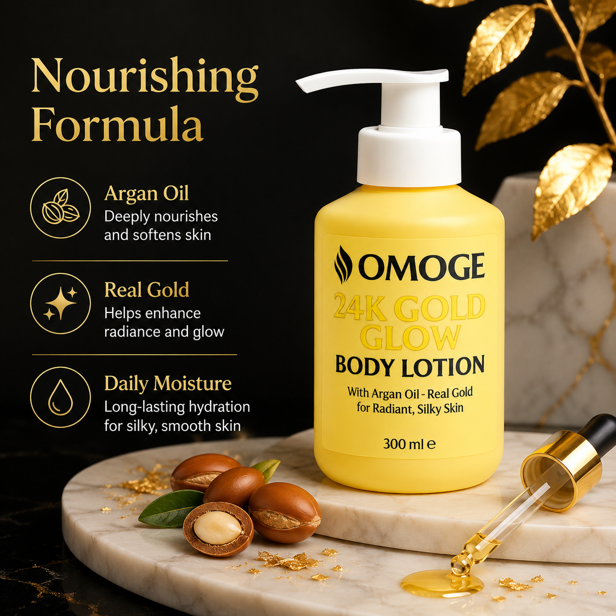OMOGE 24K Gold Glow Body Lotion 300ml