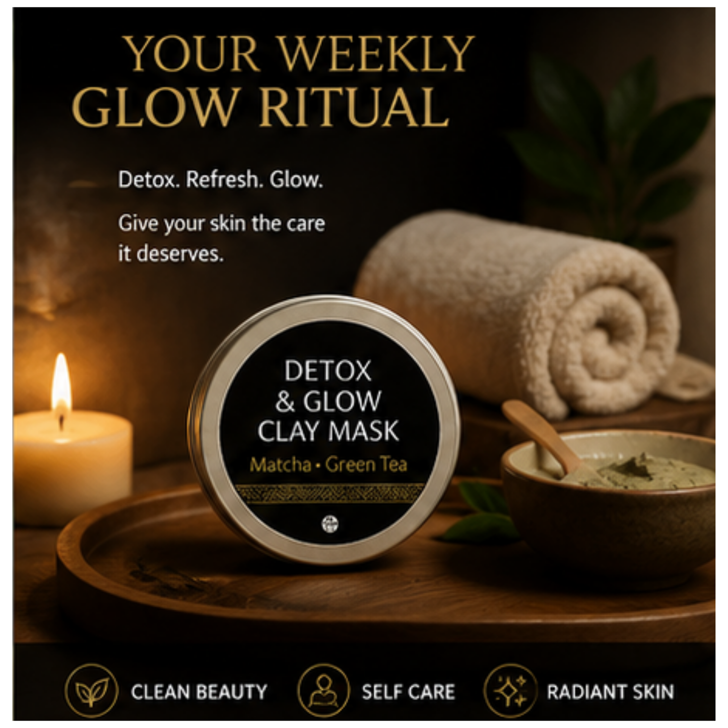 OMOGE Detox & Glow Clay Mask – Matcha & Green Tea Purifying Face Mask 30g