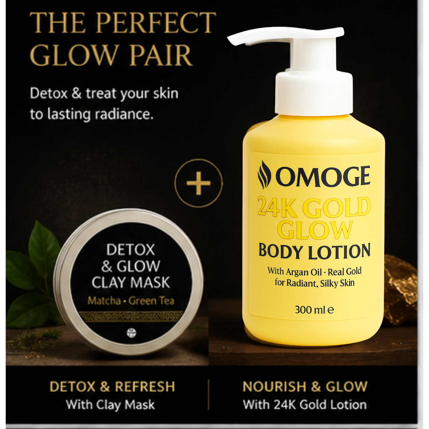 OMOGE Detox & Glow Clay Mask – Matcha & Green Tea Purifying Face Mask 30g