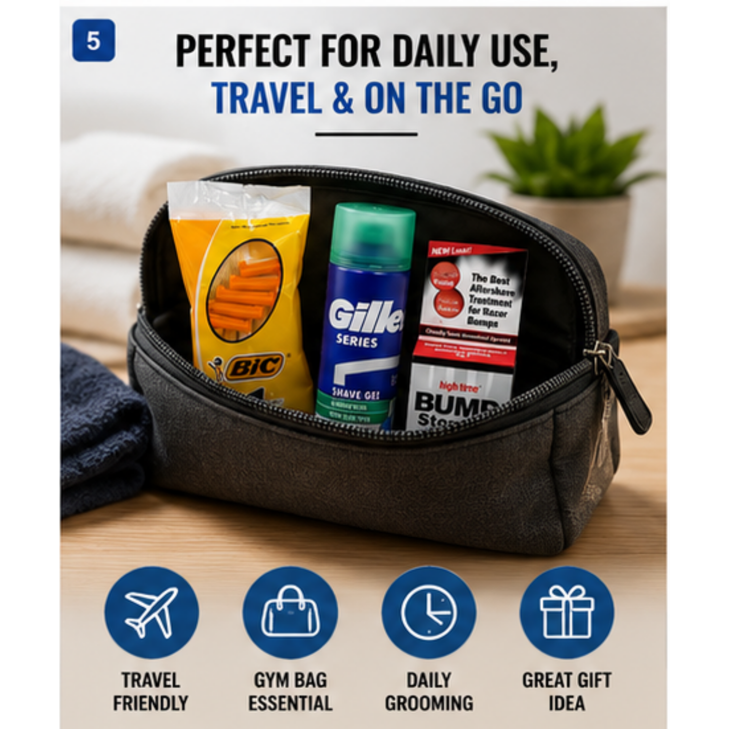 Sensitive Shaving Razor Bump Care Set Includes 5  Disposable Razor Pack &  Sensitive Shave Gel