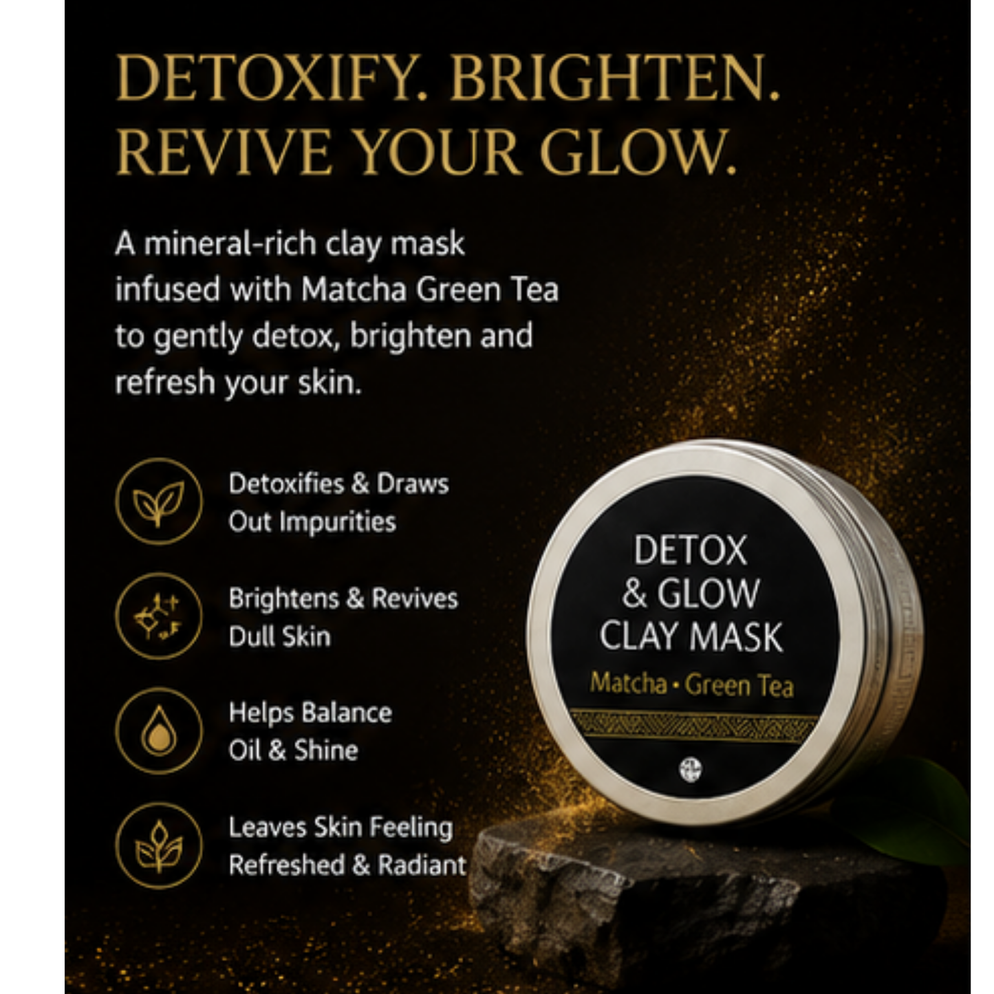 OMOGE Detox & Glow Clay Mask – Matcha & Green Tea Purifying Face Mask 30g