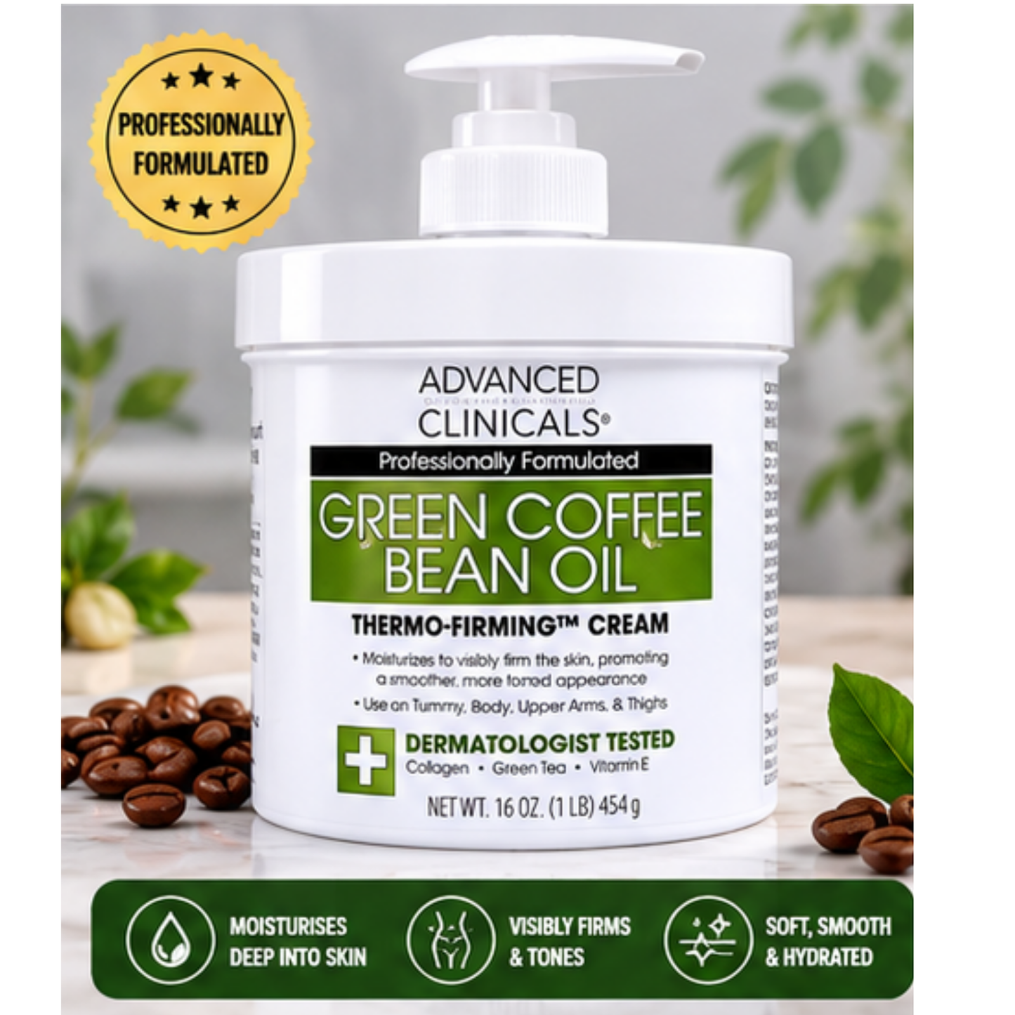 Advanced Clinicals Green Coffee Bean Thermo-Firming Body Cream 454g