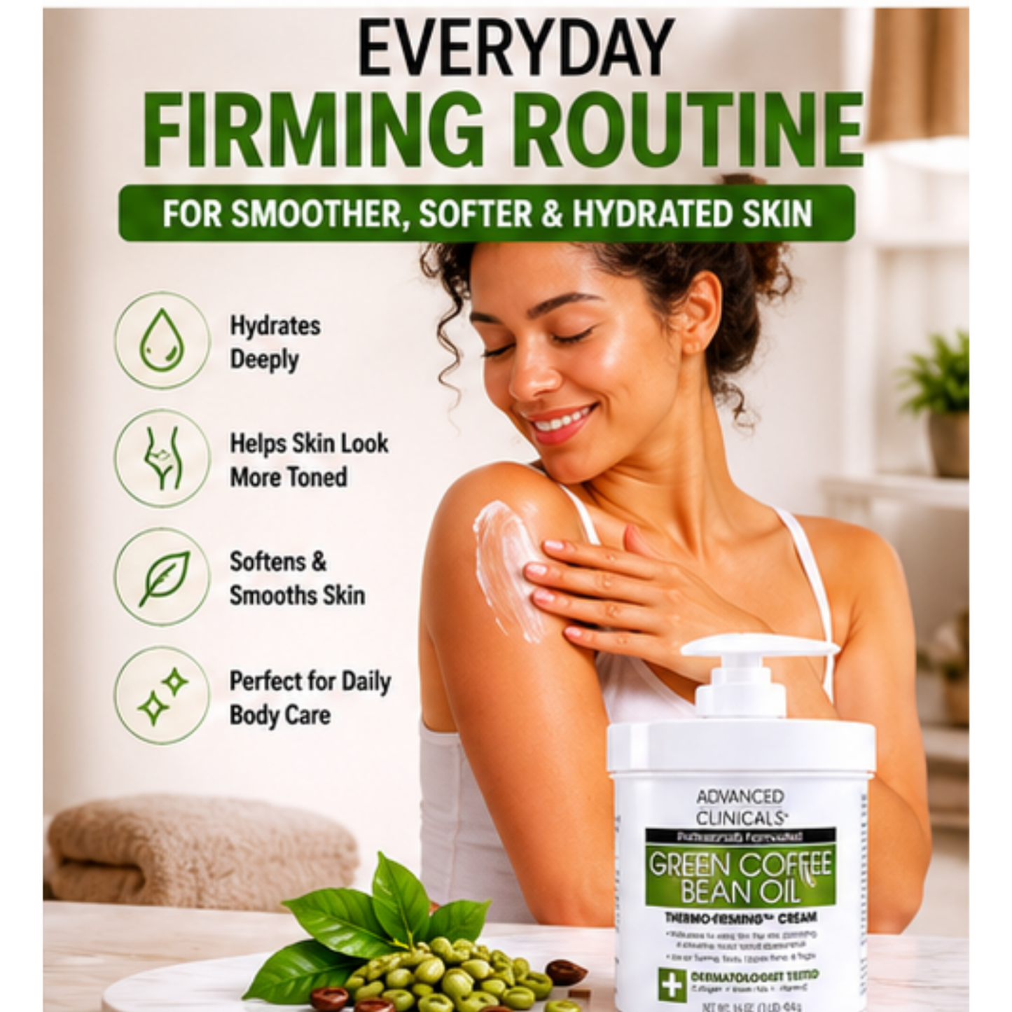 Advanced Clinicals Green Coffee Bean Thermo-Firming Body Cream 454g
