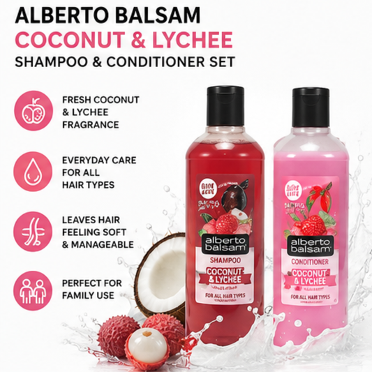 Alberto Balsam Coconut & Lychee Shampoo and Conditioner Set 2 × 350ml