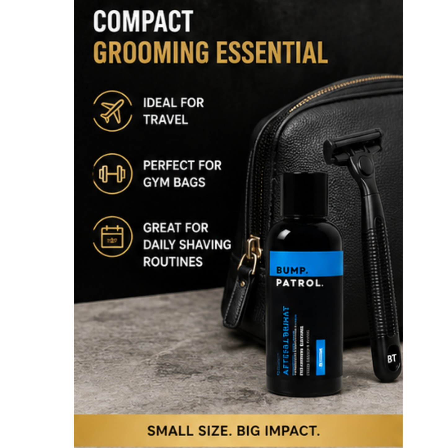 Omoge Men’s Starter Shaving Care Kit with Bump Patrol Aftershave Treatment 2oz and Shaving Razor