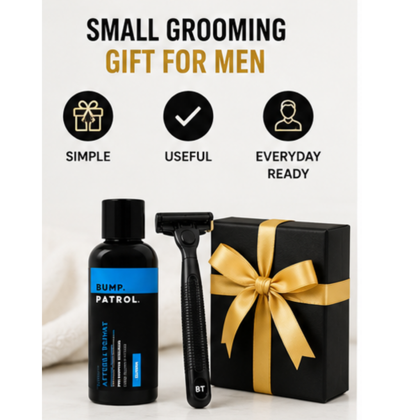 Omoge Men’s Starter Shaving Care Kit with Bump Patrol Aftershave Treatment 2oz and Shaving Razor